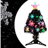 vidaXL Novoletna jelka z LED snežinkami črna 64 cm optična vlakna | Shoptok.si