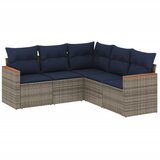 vidaXL 5-delni vrtni komplet sedežnih garnitur z blazinami siv poli ratan, (5000294416) | Shoptok.si