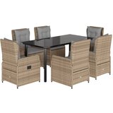 vidaXL Vrtna jedilna garnitura 7-delna z blazinami bež poli ratan, (21268096) | Shoptok.si
