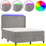 Box spring postelja z vzmetnico LED svetlo siva 140x200cm žamet, (20789930) | Shoptok.si
