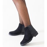 Gemre Black ankle boots with crocodile skin motif eco-suede Mifsada | Shoptok.si