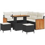 vidaXL 8-dijelni vrtni sofa set s jastučićima crni poli ratan akacija, 3-dijelni vrtni blagovaonski set s jastučićima crni poli ratan akacija Cijene