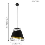 Eglo Austell viseća lampa E27, Ø36 cm, crna/zlatna, 49446 | shoptok.hr