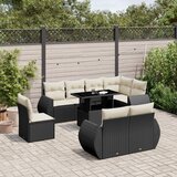 vidaXL 9-dijelni set vrtnih sofa s jastucima crni od poliratana | shoptok.hr