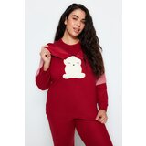Trendyol Curve Burgundy Plush Detailed Knitted Pajamas Set | Shoptok.si