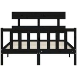  Kreveta s uzglavljem crni 140 x 190 cm od masivnog drva | shoptok.hr