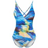 Trendyol abstract patterned double breasted swimsuit cene