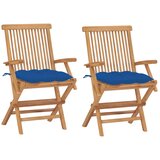 Maison Chic Vrtni stoli - Stol za vrt z modrimi blazinami 2 kosa trdna tikovina JS2564, (21876362) | Shoptok.si