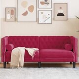 Dvosjed Chesterfield s jastučićima crvena boja vina baršunasti | shoptok.hr