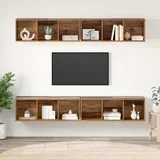 Stenski TV kabinet s polico 4 pcs Stari les 37 x 37 x 107.5 cm