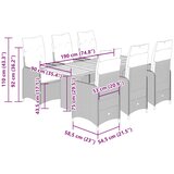 7-dijelni vrtni bistro set od poliratana s jastucima sivi Siva 190 x 80 x 75 cm | shoptok.hr