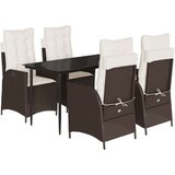  5-dijelni vrtni blagovaonski set s jastucima poliratan smeđi | shoptok.hr