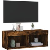 TV ormarić s LED svjetlima boja dimljenog hrasta 80x30x30 cm | shoptok.hr