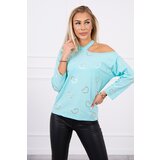 Kesi Blouse with heart mint print Cijene
