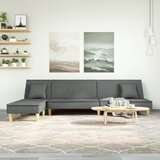 vidaXL Raztegljiv kavč L oblike temno siv 255x140x70 cm tkanina Cene