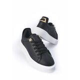 Marjin Women&#039;s Sneakers Thick Sole Gold Buckle Detail Lace-Up Sneakers Rofke Black. cene