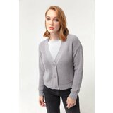 Lafaba Women's Gray Button Detailed Knitwear Cardigan cene