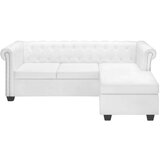 vidaXL Chesterfield kavč L oblike umetno usnje bele barve | Shoptok.si