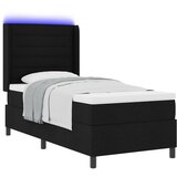 vidaXL Box Spring postelja z vzmetnico in LED črna 80x200 cm tkanina | Shoptok.si