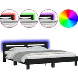  The Living Store Posteljni okvir z vzglavjem in LED črn 160x200 cm - Posteljni Okvir, (21447501) | Shoptok.si