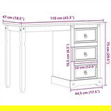 vidaXL Toaletni stolić Corona 110 x 50 x 75 cm od masivne borovine | shoptok.hr
