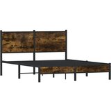 vidaXL Kovinski posteljni okvir z vzglavjem dimljen hrast 150x200 cm, (21322383) | Shoptok.si