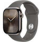 Apple watch series 10 gps + cellular 42mm natural titanium case with stone grey sport band - m/l" u