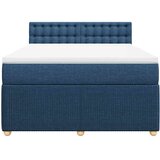 vidaXL Box spring postelja z vzmetnico modra 160x200 cm blago | Shoptok.si