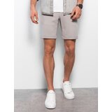 Ombre Men's knit shorts with elastic waistband - light grey Cene'.'
