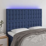  LED posteljno vzglavje modro 144x5x118/128 cm blago, (20953841) Cene