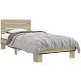 Furnova Posteljni okvir sonoma hrast 90x200 cm inženirski les in kovina, (21936411) | Shoptok.si