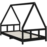  Okvir za dječji krevet crni 90 x 190 cm od masivne borovine | shoptok.hr