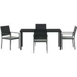 vidaXL Set 3 Črna Poli ratan 54x62.5x89 cm Vzdržljiv Vrtna stolica | Shoptok.si