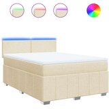  Krevet s oprugama i madracem krem 140 x 190 cm od tkanine | shoptok.hr