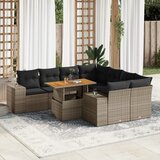 vidaXL 9-dijelni set vrtnih sofa od poliratana s jastucima sivi | shoptok.hr