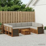  Set vanjskih sofa 10 kom. Prirodna i svjetlosiva | Shoptok.si