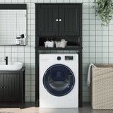 vidaXL Omarica za pralni stroj BERG črna 76x27x164,5 cm trden les | Shoptok.si