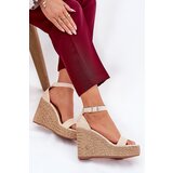 Boto Wedge Sandals For Women With Braiding Beige Adelio | Shoptok.si