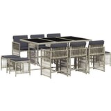 vidaXL 11-dijelni vrtni blagovaonski set s jastucima svijetlosivi | shoptok.hr