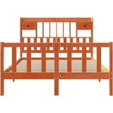 vidaXL Knjižna postelja brez vzmetnice vošč. rjava 140x200 cm borovina | Shoptok.si