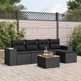  6-dijelni set vrtnih sofa s jastucima crni od poliratana | shoptok.hr