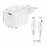 Polnilec GAN, 1xUSB-C PD, 35W +C/C kabel, bel