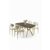 Hanah home Set trpezarijskog stola i stolica (5 delova) Olya Anthracite Gold Cream | Eponuda.com