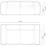 Cosmopolitan Design Temno siva sedežna garnitura iz rebrastega žameta 224 cm Bergano – | Shoptok.si