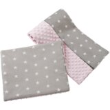 Medi Partners Quilt 75x100 + pillow 35x30 cotton + minky – White stars on gray + light pink minky Cijene