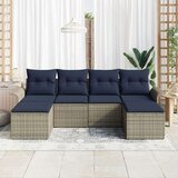  Vrtna sedežna garnitura z blazino 6 pcs Siva Poly ratan, (5000021362) | Shoptok.si