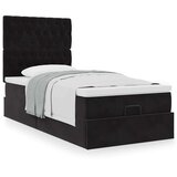 vidaXL Otomanski posteljni okvir z vzmetnicami črn 90x190cm žamet | Shoptok.si
