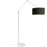 QAZQA Moderna talna svetilka zlato velur senčnik črn 50 cm - Editor Cene