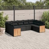 vidaXL 9-dijelni set vrtnih sofa s jastucima crni od poliratana | shoptok.hr