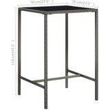  Vrtni barski stol sivi 70 x 70 x 110 cm od poliratana i stakla | shoptok.hr